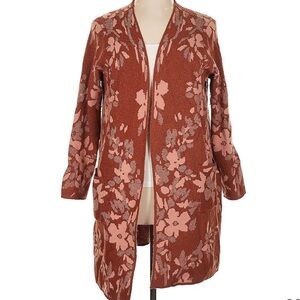 Fortune & Ivy XL rust floral sweater cardigan